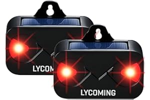 Lycoming Nocturnal Animals Coyote Deterrent Skunk Raccoon Deer Repellent Devices Solar Predator Control with Red LED Strobe Lights for Outdoor Yard Garden 2 Pack