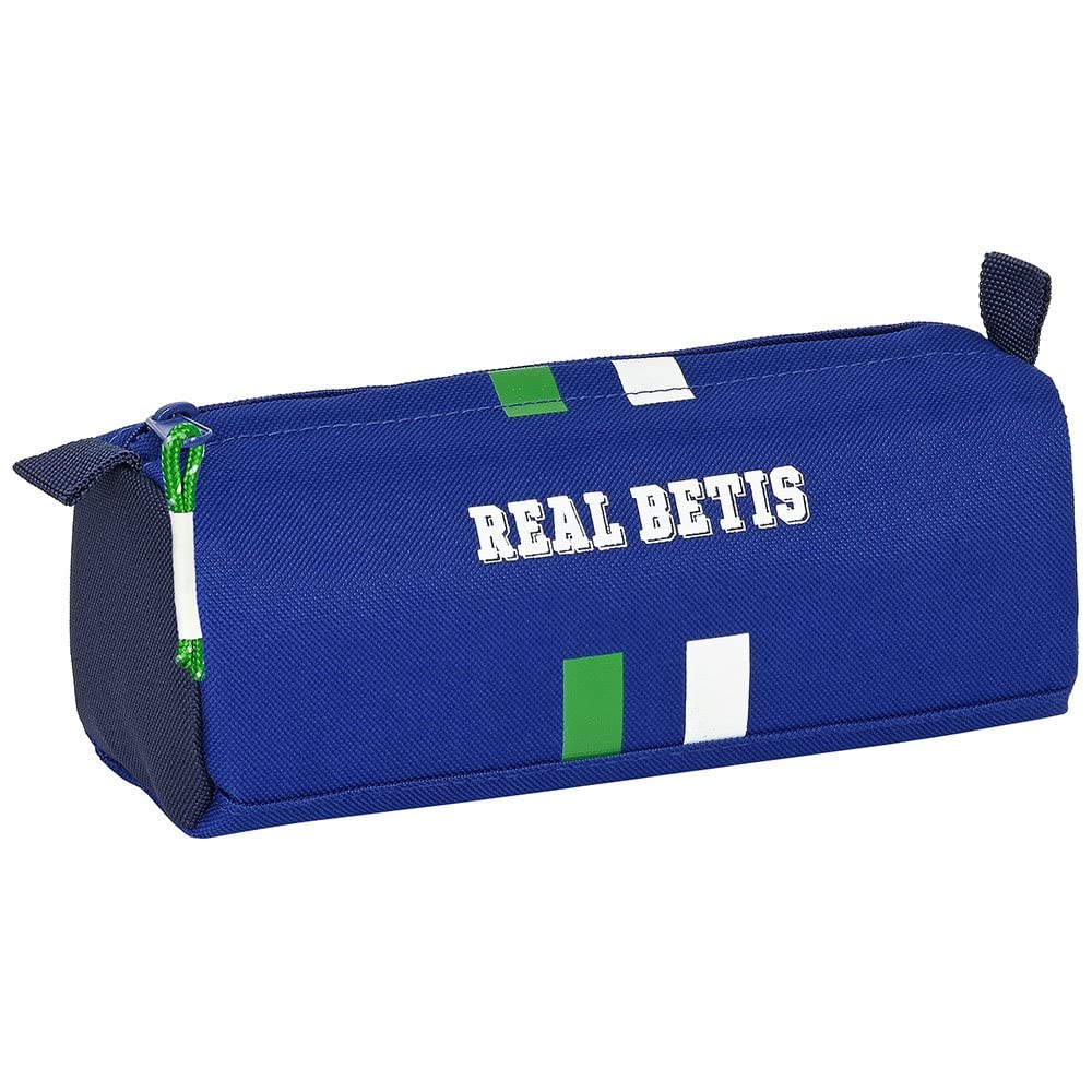 SAFTA Unisex Kid's Real Betis Football, Zipper and Compartment, 210x70x80 Mm Balompie Zip, 210x70x80mm, Blue and Navy Blue, Estándar