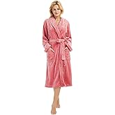 HEARTNICE Womens Fleece Robes, Soft Plush Long Bathrobe, Thick Kimono Robes for Womens, Warm House Coat