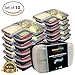 smartYOU 3-Compartment Bento Lunch Box / Sturdy Plastic Food Containers (Set of 10) with Leakproof Lids for Kids and Adults - Perfect to use for Meal Prep, 21 Day Fix, and Portion Control