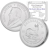 2026-1 oz South African Silver Krugerrand Coin 1 Rand Seller BU | Brilliant Uncirculated with Certificate of Authenticity