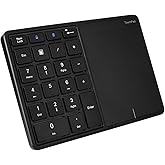 Wireless Number Pad with Touchpad,Dual Mode (2.4G Wireless+Bluetooth) Numeric Keypad with Trackpad,Rechargeable 22 Keys Keypa