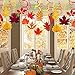 45 Pack Fall Party Swirls Hanging Foil Swirl Streamers with Foil Autumn Leaf Strings Fall Banner Tinsel Garland for Thanksgiving Halloween Birthday Bachelorette Wedding Ceiling Backdrop Decoration