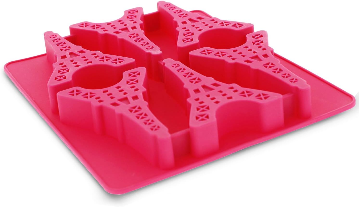 Elbee Eiffel Tower Ice Chocolate and Candy Mold, Silicone, Pink