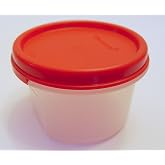 Tupperware Round Modular Mate with Red Lid #1 Holds 7 Ounces