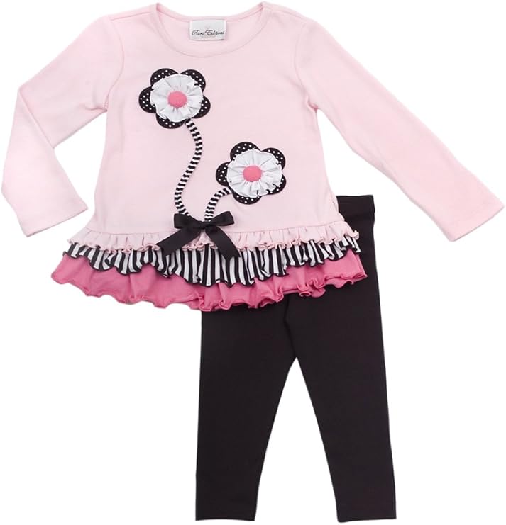 Rare Editions Baby Girls' Legging Set, Pink/Black, 24