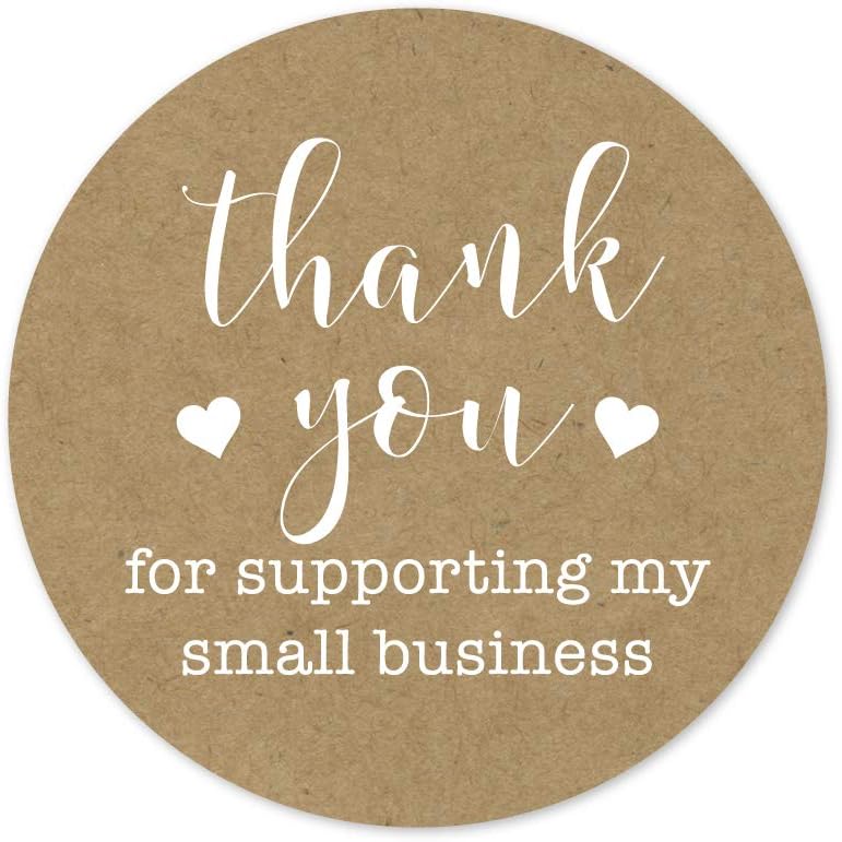 1.5 inch Round Kraft Thank You for Supporting My Small Business Stickers / 500 Labels Per Roll : Office Products