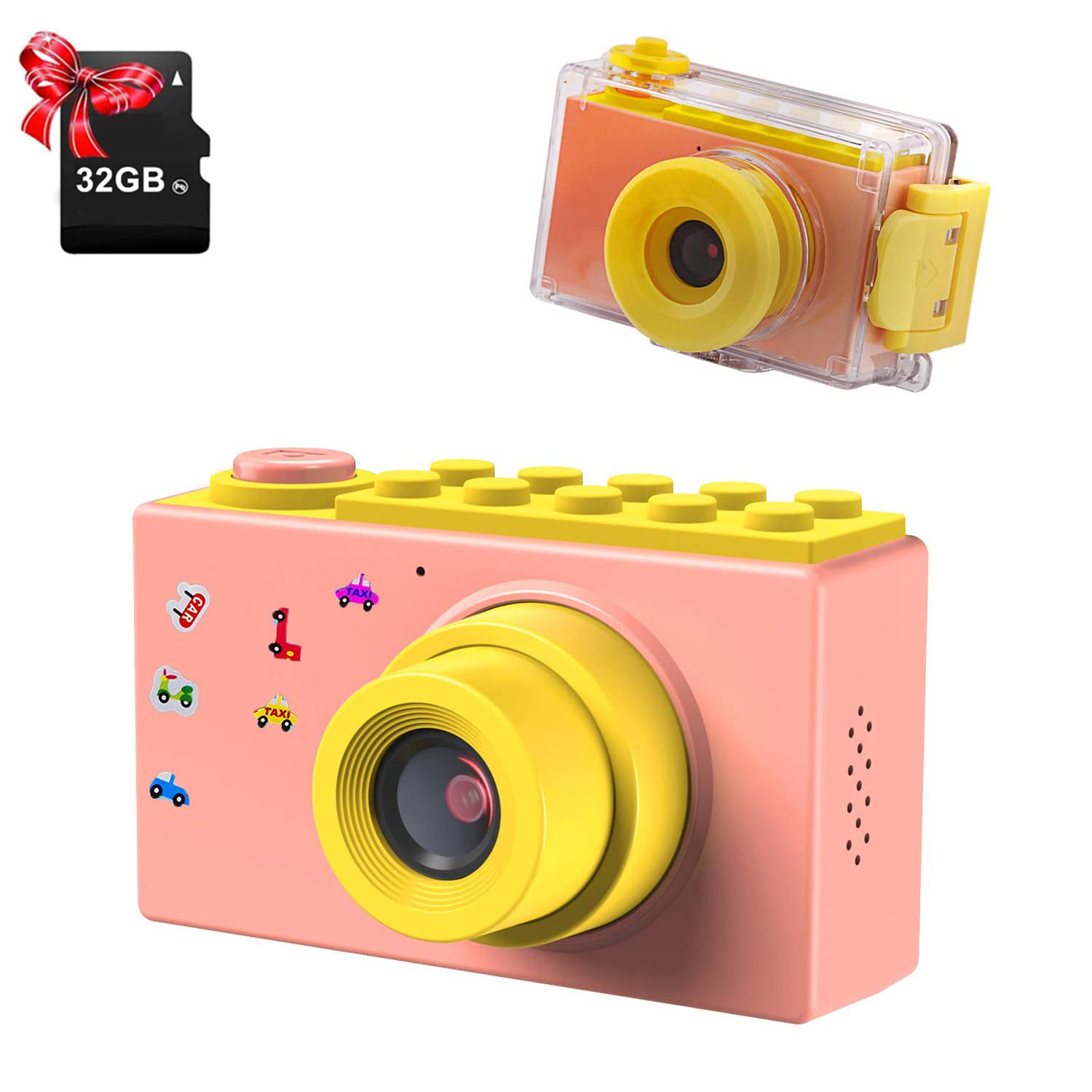 ShinePick Waterproof Camera for Kids 8MP HD 1080P 2 Inch Screen Photo & Video Frame Filter Digital Camera with Memory Card Gifts (Pink)