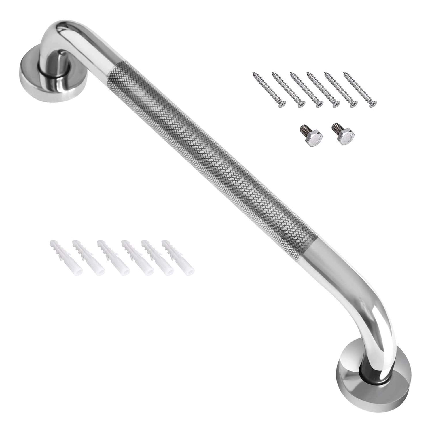 16 Inch Shower Grab Bar with Anti-Slip Grip, Stainless Steel Bathroom Balance Bar Handle, Safety Hand Rail Support for Toilet, Stairway Handrail for Elderly, Disabled, Pregant