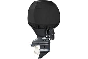 Partuto Outboard Motor Cover for Motor 100-150 HP, 600D Oxford Heavy Duty Waterproof Boat Motor Semi-Cover, UV Resistant Dura