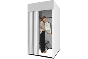 Madamera Clothing Store Fitting Room, Movable Square Changing Room, DIY Temporary Locker Room with Shading Curtain and Hook Up, Privacy Screen Partition for Office Outdoor Activity and The Mall