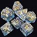 UDIXI Polyhedral DND Dice Sets Shimmer Gold Foil Dice for Dungeons and Dragons Pathfinder RPG MTG Table Gaming Dice - Blue