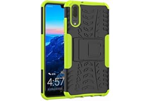 Huawei P20 Case, Tyre Pattern Design Heavy Duty Hard Extreme Protection Case with Kickstand Shock Absorbing Detachable 2 in 1