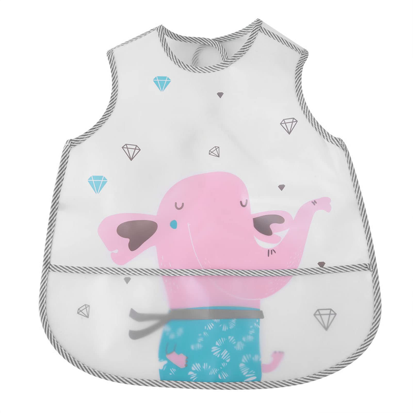 Garosa Waterproof Feeding Bib for Kids 1-3 Years Old Cute Cartoon Baby Bib No Wash Easy Clean EVA Nylon Thin Soft Lunch Apron (3#)