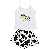 American Trends Cute Pajamas for Women Strawberry Print Cami Top and Shorts Pj Set Two Piece Pajama Set Sleepwear Sleep Set