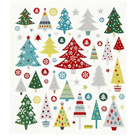 Set Sticker / Aufkleber - Weihnachtsbaum mit Glitzer Weihnachten Winter Schnee Geschenke