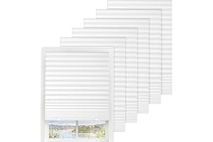 TOURI 6 Packs Pleated Blackout Blinds, Temporary Blinds for Indoor Windows, Light Filtering Paper Shade, Easy to Cut and Install, 36" W x 72" L, White, Black Out Window Cover with 12 Clips