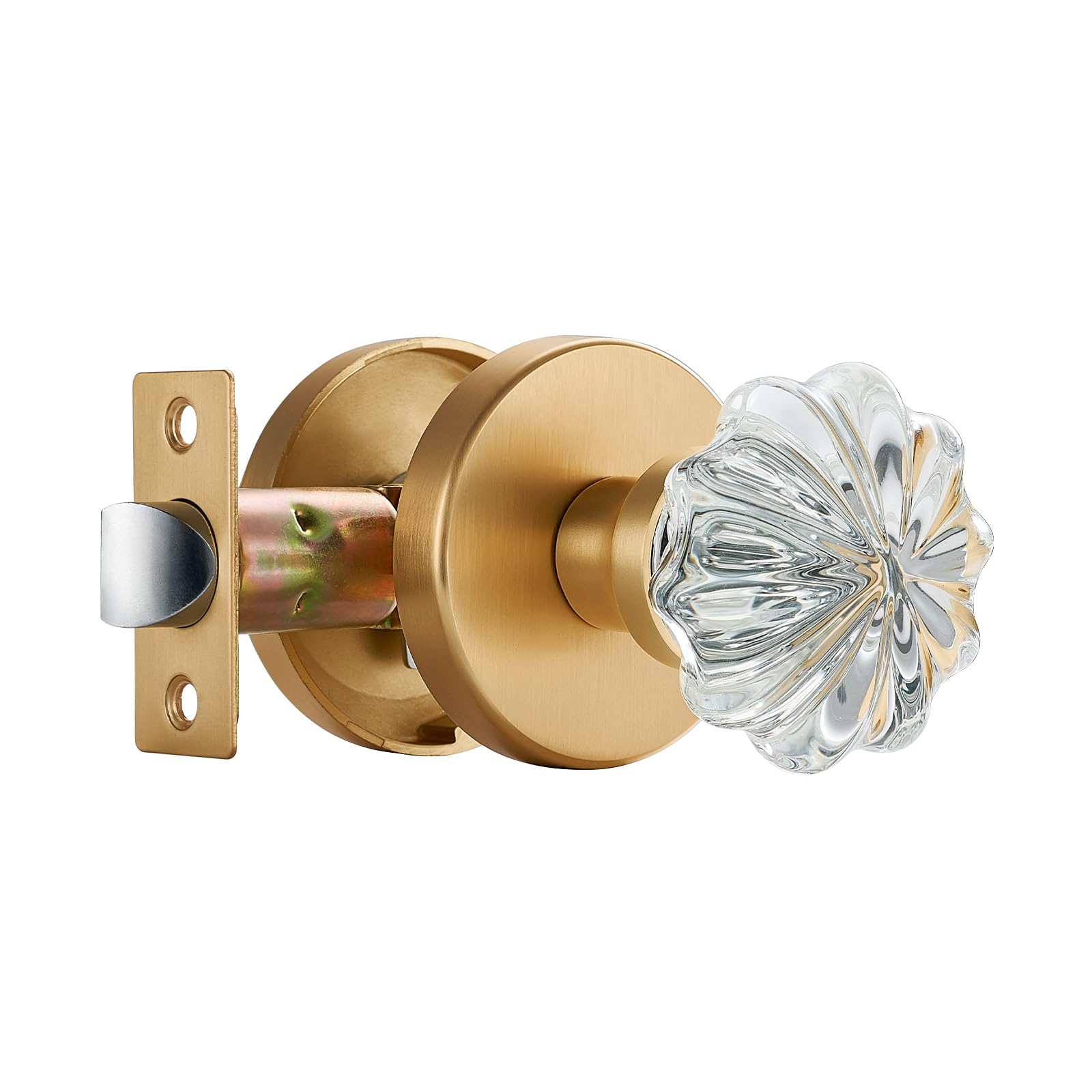 Photo 1 of dairazan Crystal Passage Door Knob - Brushed Brass Glass Door Handle, Vintage Decorative Knob for Interior Doors, Non-Locking Gold Hardware for Hallway Closet Pantry