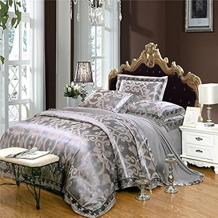 Cushionliu Modal Silk Satin Lace Jacquard Sheets Duvet Cover Forex - 