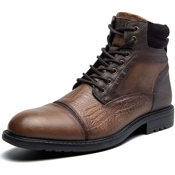 Stacy Adams Men\'s Brown Wingtip Leather Boots - Classic Lace-Up Style w zipper Stacy Adams Mens Finnegan Navy & Cognac Wingtip Lace-up  main image 3
