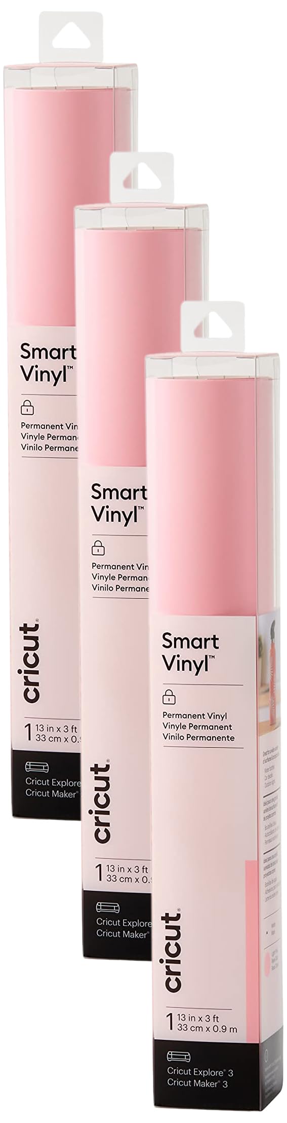 Cricut Smart Permanent Vinyl, Light Pink – 3-Pack of 3ft Rolls (13″x36″) Adhesive Craft Vinyl – Matless Cutting for cuts up to 12ft with Maker 3 / Explore 3 Machines