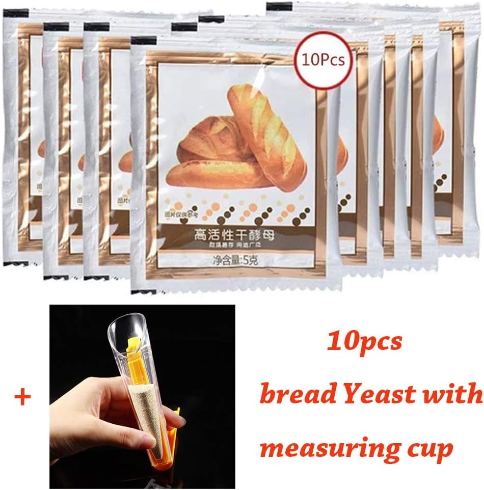 10 bags Bread Yeast +1 pcs Measuring Cup for Bread Yeast with Sealing Clip