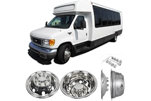 Lifeinfinity 4pcs 16" Polished Stainless Steel Dually Wheel Simulators, Bolt On Wheel Cover,8 Lug Hubcaps fit on Ford F350 1974-1998;E350/E450 1992-2021;Dodge Ram 3500 1974-1999 w/Tool Kit 608F