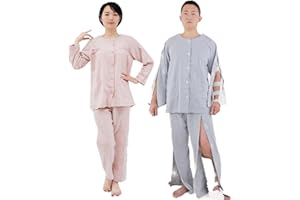 WEEOATAR Bedridden Patient Clothing,Patient Clothes,Disability Clothing,Post-op Tearaway Clothes with Magic Sticks,Patient Pajamas Nursing Aid for Elderly,Disabled,Dialysis and Bedridden(Grey1,L)