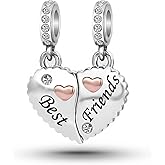 NARTGO Puzzle Heart Best Friend Friendship Charm Compatible With Pandora Charms Bracelets
