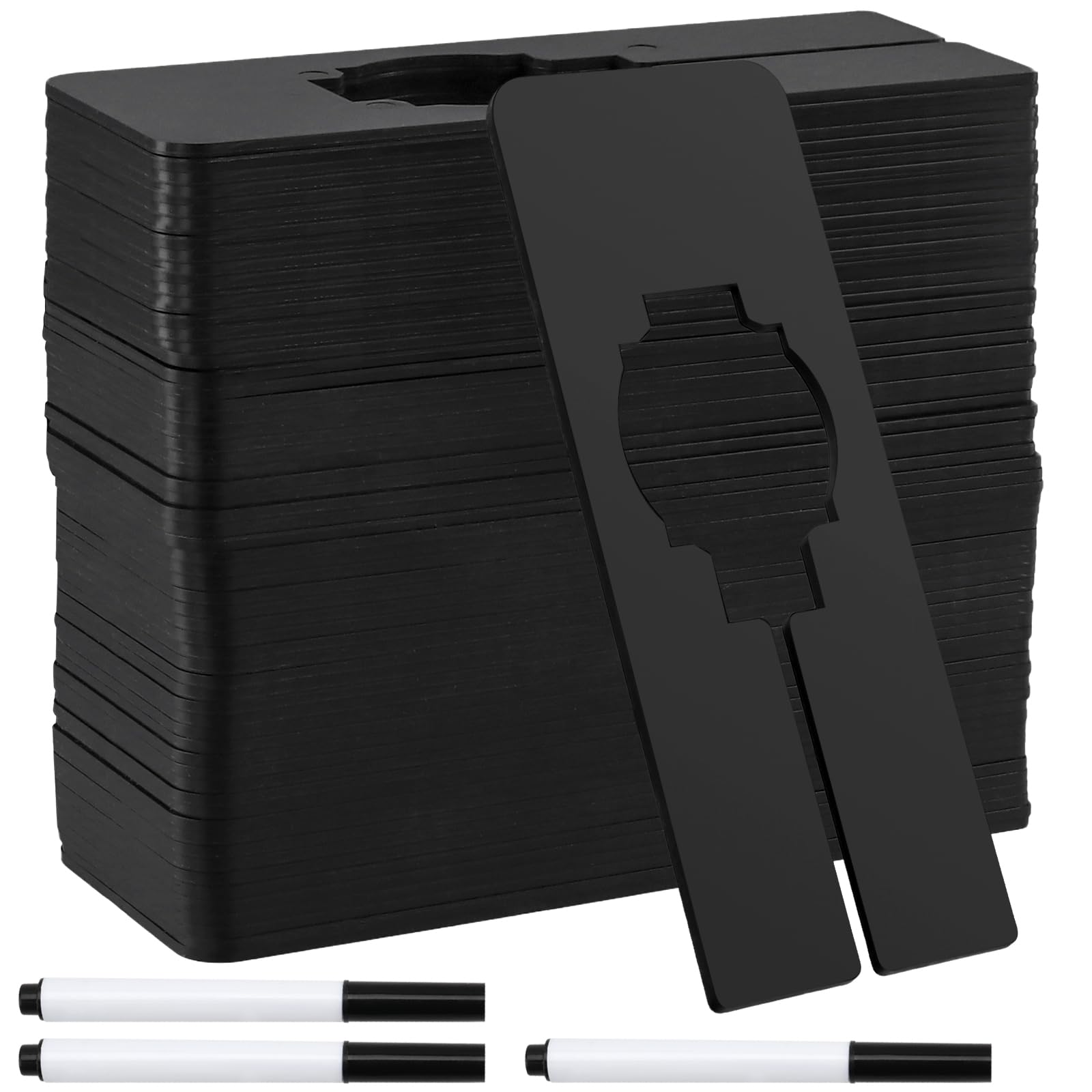 PINGEUI 60 Pack Blank Hanger Dividers, 125 x 50mm Rectangular black Plastic Closet Dividers, Rail Dividers Size Tags for Wardrobe Sorting Clothing Brand, Size, Color