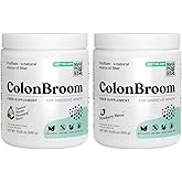 ColonBroom Psyllium Husk Powder - Colon Cleanse for Bloating Relief & Gut Health - Fiber Powder Drink - Easy to Mix - Vegan, Gluten Free, Non-GMO - Strawberry & Tropical Fruits (2 Pack)