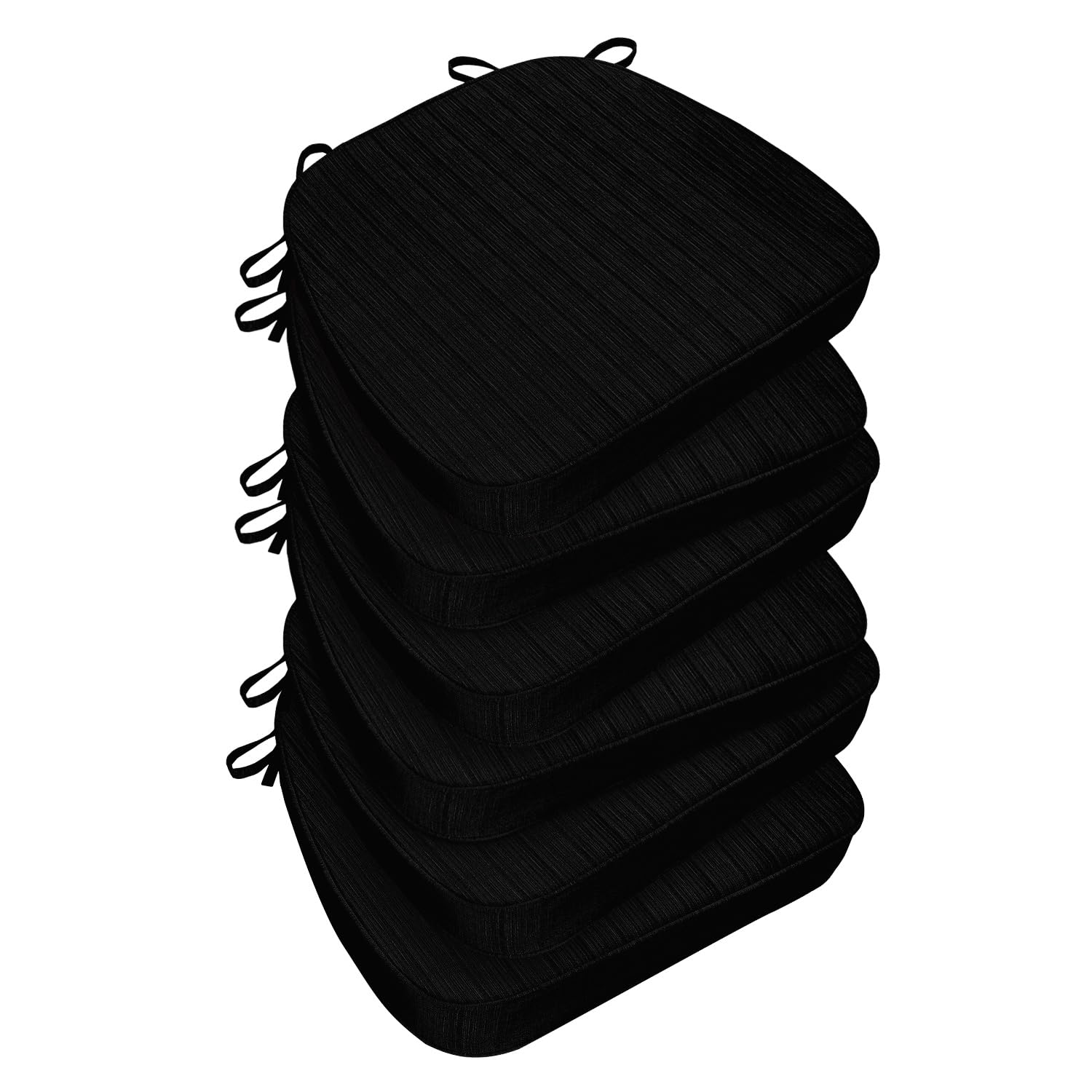 Photo 1 of HOMELYSIAN Chair Cushions for Dining Chairs, Indoor Chair Cushions with Ties?Waterproof Chair Pads Set of 6, Black, 17x16x2.5 Inch