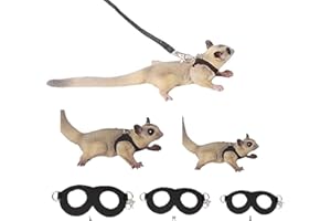 RIGHTWELL Sugar Glider Harness and Leash Set, Escape-Proof 3-Piece Adjustable Vest for Squirrels, Rats, Mice, Hamster, Gerbil