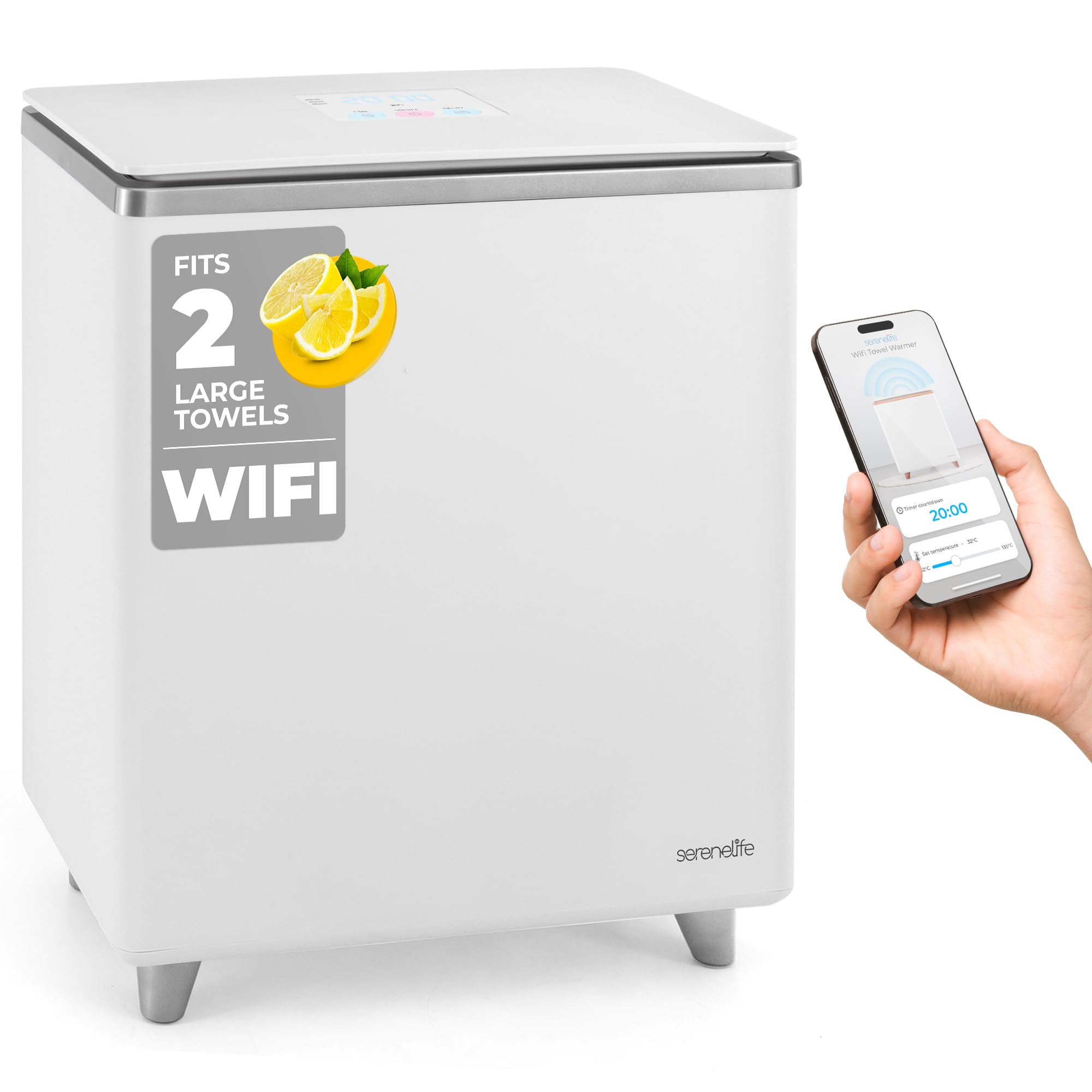 Photo 1 of ***FOR PARTS ONLY/NON-FUNCTIONAL*** SereneLife WIFI Luxury Rectangle Towel Warmer - Spa & Bathroom Blanket Heater with Custom Fragrance, Auto Shut-Off, Fits 2 large Towels, Blankets, Bathrobes, PJ's - Perfect Gift for Him & Her (Silver)