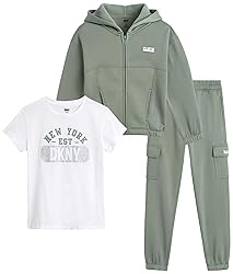 DKNY Girls 3-Piece Athletic Fleece Zip Sweatshirt