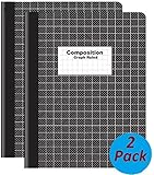 1InTheOffice Graph Composition Book, 9.75" x 7.5" Graph Paper Notebook, Black"2 Pack"
