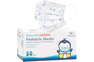 Albatross Health New England 50 Pack Disposable Kids Face Mask. Breathable 3-Ply Anti-Dust/Saliva/Smog For Children Boys and Girls… (Blue)