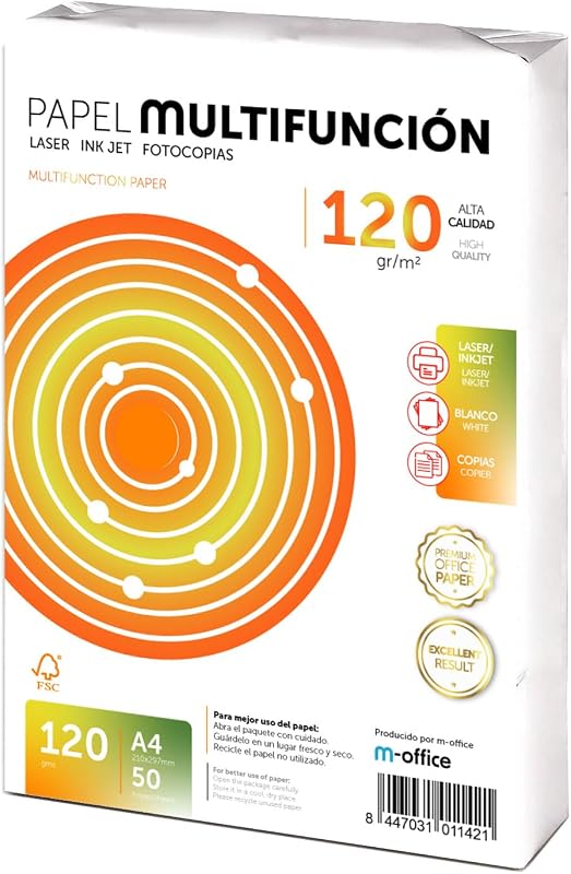 - Folios A4 120gr 50 hojas, Papel Multiusos para Impresora, Folios Impresoras Laser y de Inyección, Fotocopiadora, Fax, Para uso Oficina, Material Escolar, Paquete Hojas (50 hojas,120gr)