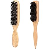 COLAYERIST Slick Back Hair Brush, Boar Bristle Hair Brush for Soft/Medium Hair - Polish Slick Back Hair/Ponytail and Create a Frizz-free Hairstyle, Suitable for Women Men & Kids-2 PCS