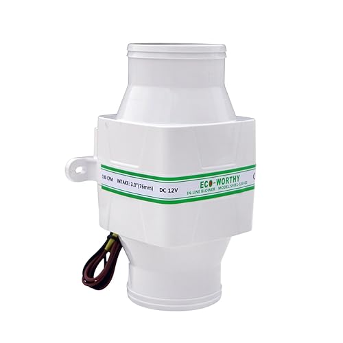 ECOWORTHY 130 CFM 12V 3" Hose Marine Blower Bilge Vent Fan Ventilation