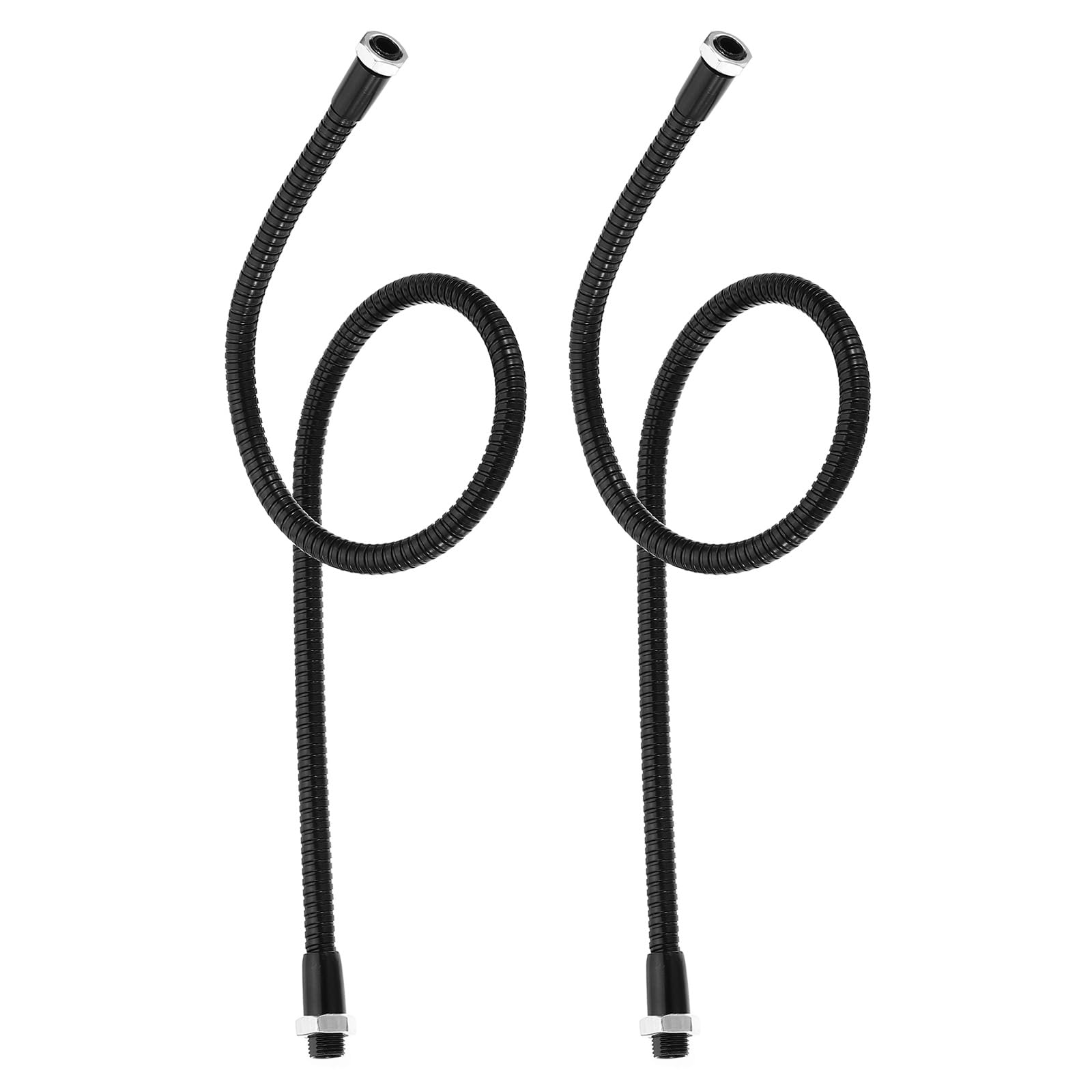 Photo 1 of PATIKIL 19.7" Universal Gooseneck Hose, 2 Pcs M10 to M8 Fine Thread Bendable Metal Hose Flexible Arm Tube Extension for DIY Equipment, Black 8mm Dia.