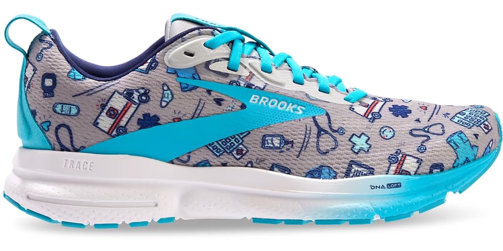 Brooks Women’s Trace 4 Neutral Running Shoe - Grey/Blue/Red - 5 Medium Image