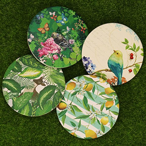 LogHog Ceramic Coaster Set of 4, Glasses Cup Holder Coffee Mug Place Mats Absorbent Stone Coasters for Drinks(Beautiful Songbirds)