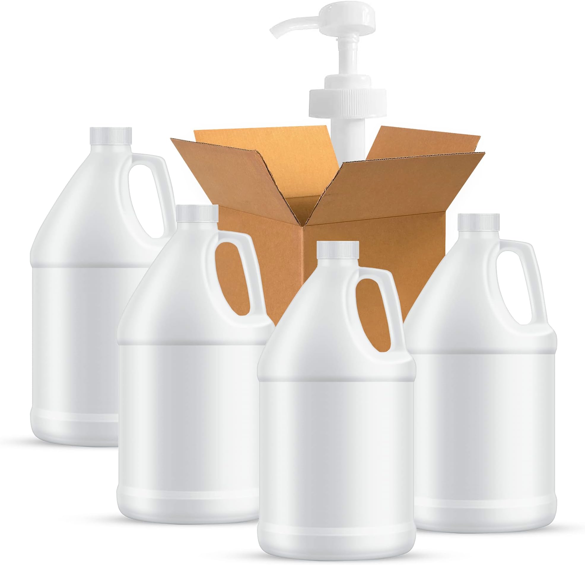 HWL 1Gallon Plastic Jug (4Pack) Reusable w/ Shipping Box, FoodSafe