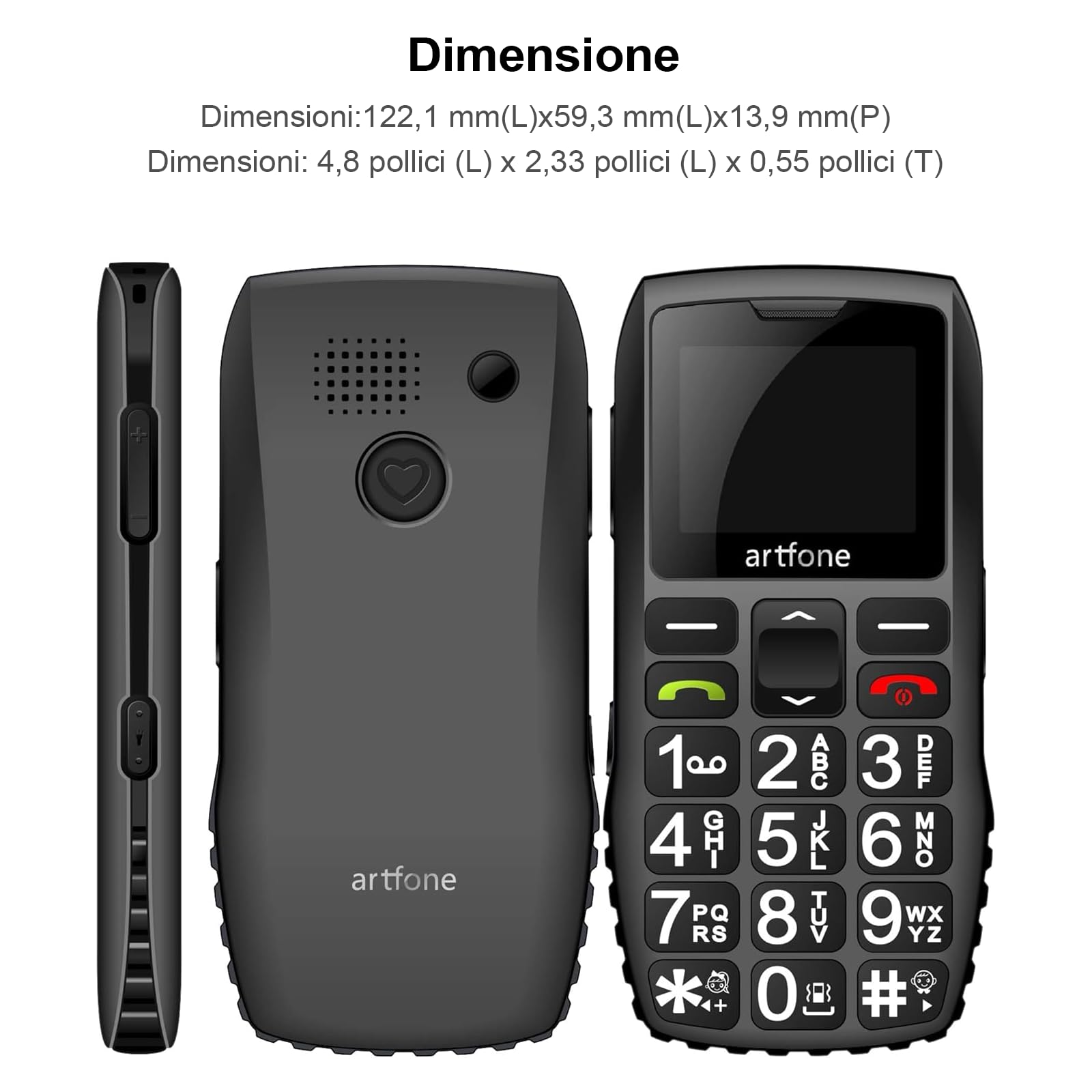 artfone C1+ Senior Mobile Phone without Contract, Dual SIM Mobile Phone with Emergency Call Button, Pensioner Mobile Phone Large Buttons, 1400 mAh Battery Long Standby Time, Large Button Mobile Phone with Charging Station, 1.77 Inch Colour Display