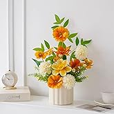 NAWEIDA Artificial Fall Flower in Vase Silk Hydrangeas Flowers,Faux Flower Arrangement Suitable for Home Office Decoration, Dining Table Centerpiece