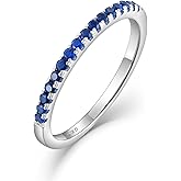 JO WISDOM Stackable Ring Eternity Bands for Women 925 Sterling Silver 1.5mm Thin Band Cubic Zirconia Half Eternity Stacking Rings Mothers Birthday Christmas Day Gifts