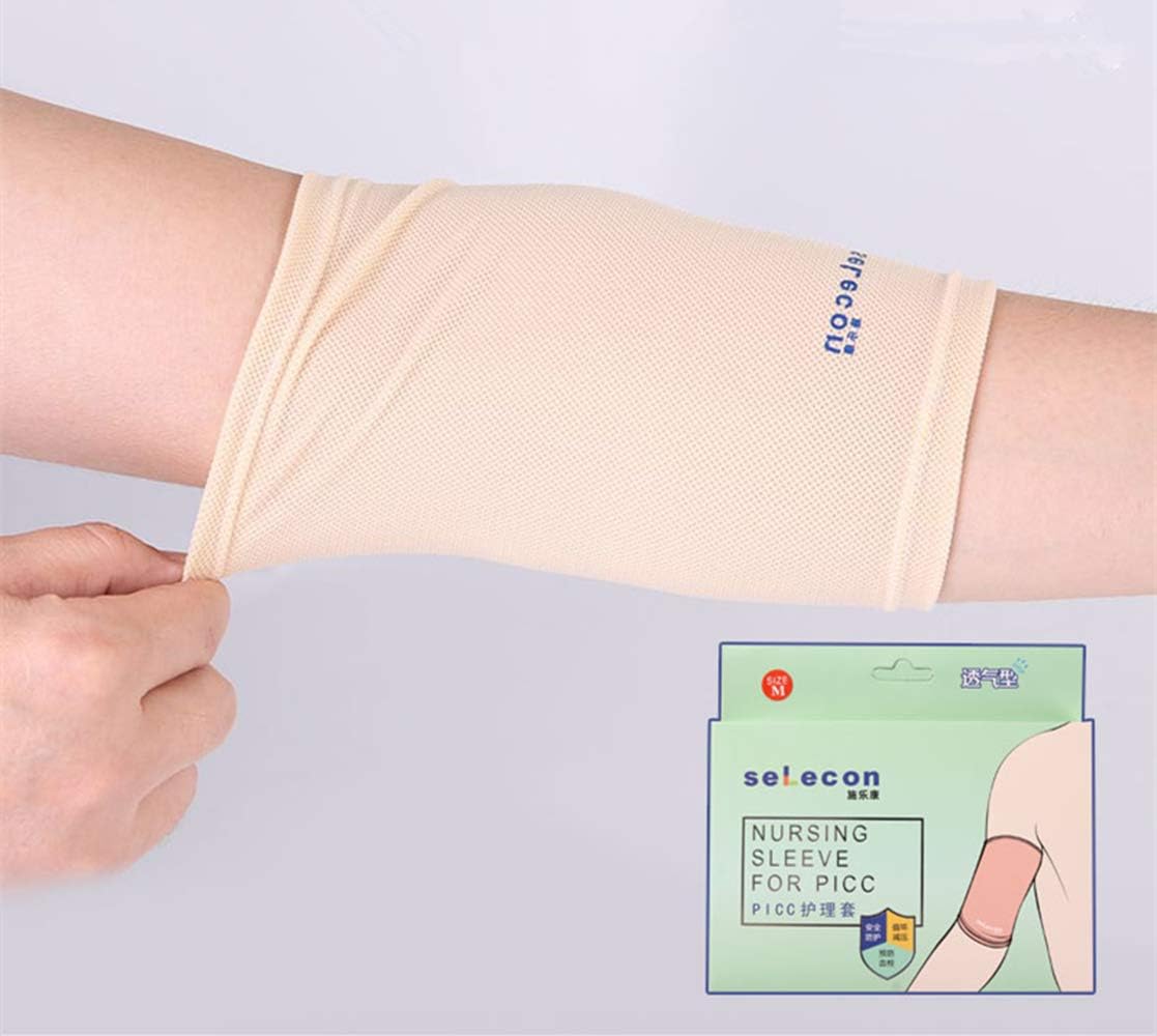 PICC Line Cover, PICC Nursing Sleeve Cast Protector for Adult Kids,(Weight: 88-210 Pounds), Breathable, Ultra-Soft, Beige (S)
