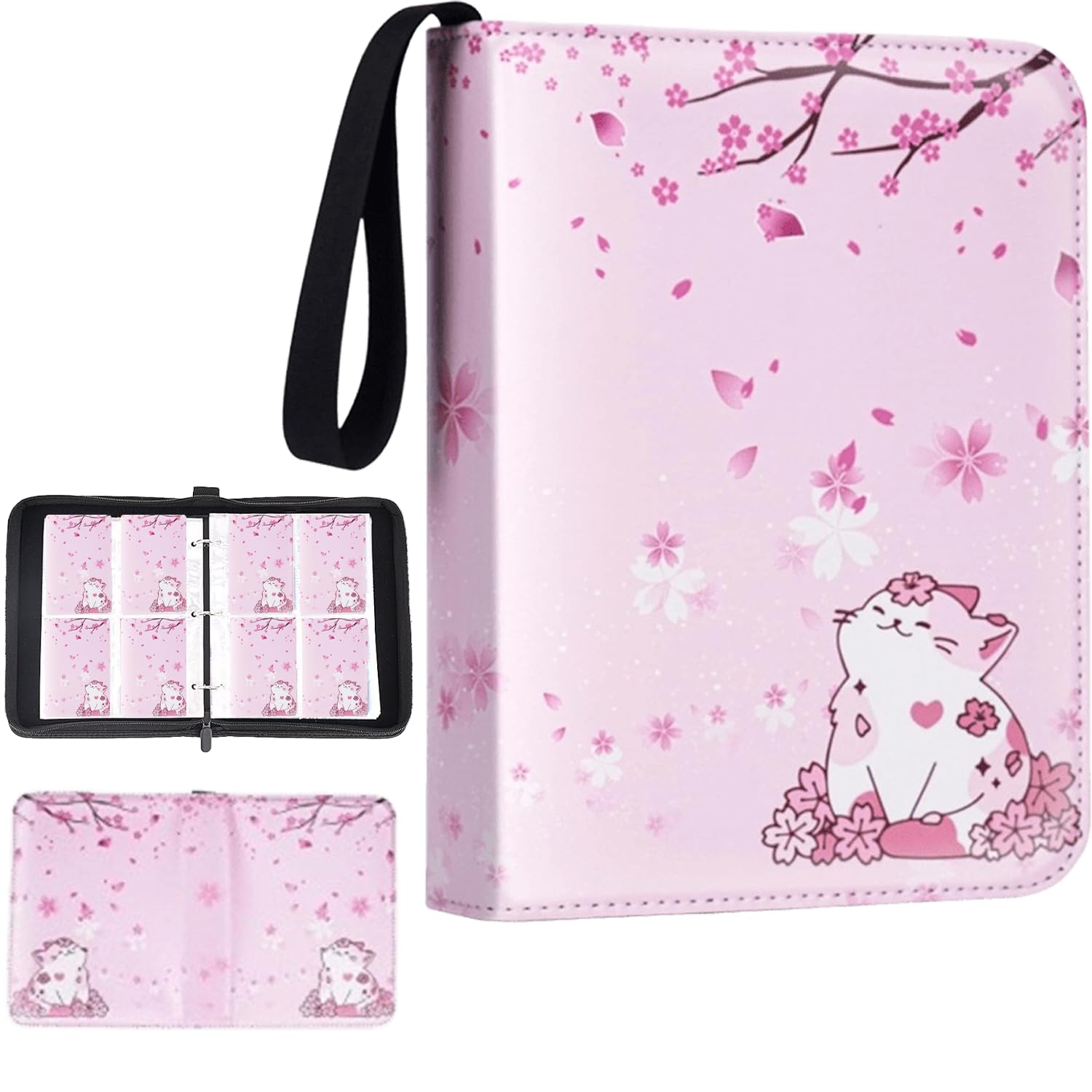 ZHUIYIWIN 4 Pocket Trading Card Binder,400 Pockets Card Binder Folder, PU Leather Card Folder Trading for MTG Sports Baseball TCG Football Basketball Cards (Pink, 4-Pocket)