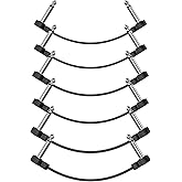 LuminologyPro 6 Pack Guitar Patch Cables, 5 Inch, 1/4" TS Right Angle Guitar Cable, Low Profile Design with Oxygen-Free Copper, Double Shielded for Pedalboard Effects, Maximize Pedal Board Space